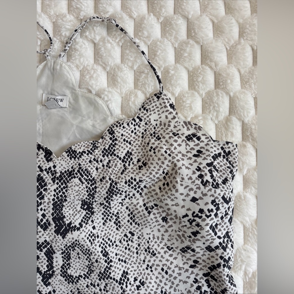 J. Crew Women’s 14 White Snakeskin Print Sleeveless Cami Tank Top Adjustable - Picture 5 of 12